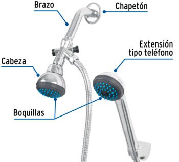 Regadera 2-1/2" con Extensión Tipo Teléfono