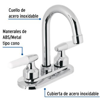 Mezcladora 4" para Lavabo Cuello bar Manerales Cono