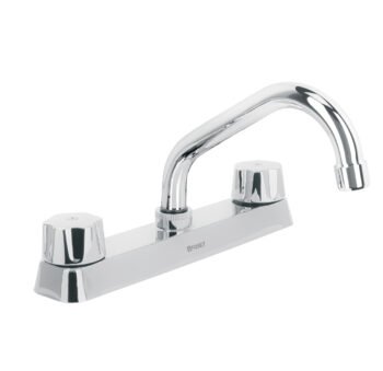 Mezcladora 8" Fregadero Cromo Cuello Corto Hexagonal