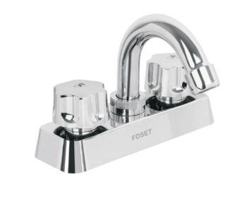 Mezcladora 4" Lavabo ABS Cuello Curvo Hexagonal