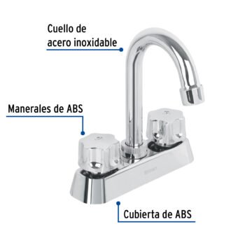 Mezcladora 4" Lavabo ABS Cuello bar Hexagonal