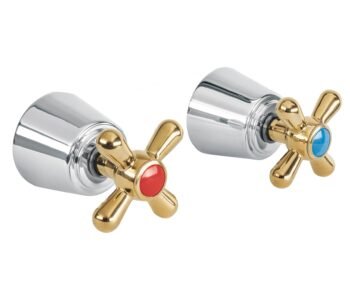 Juego de Manerales de Cruceta para Regadera Cromo Oro