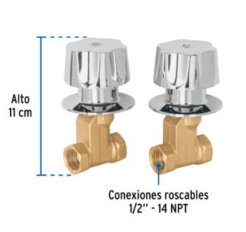 Juego Llaves Empotrar Roscables Maneral Metálico